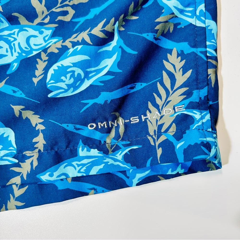 Columbia PFG swim trunks Super Backcast Water Short Blue Fish Print men Size XXL - Picture 7 of 9